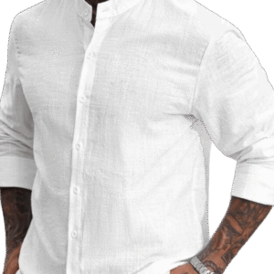 Long Sleeve Shirt Men White Linen Shirt Men White Casual Shirt Men Textured