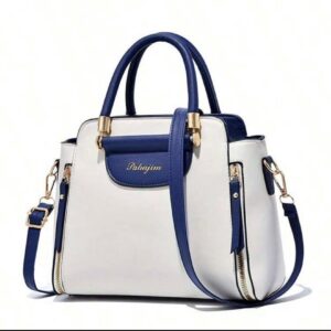 blue and white bag